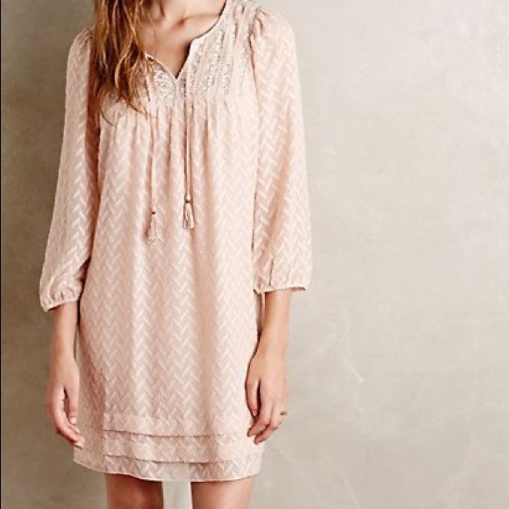 Anthropologie Anwen Peasant Dress Pink Rose - Picture 1 of 8